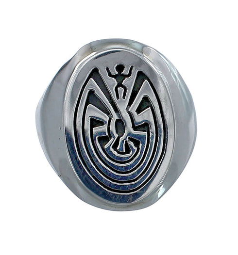 Authentic Sterling Silver Man In The Maze Navajo Ring Size 12-3/4 AX126208